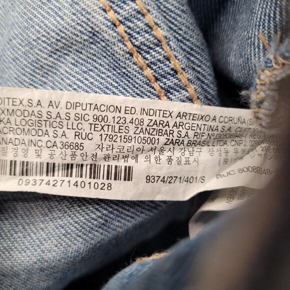 Zara Denim Jacket Womens Small Blue Jean Crop Cuffs Blogger Favorite 9374/271 - Picture 7 of 12